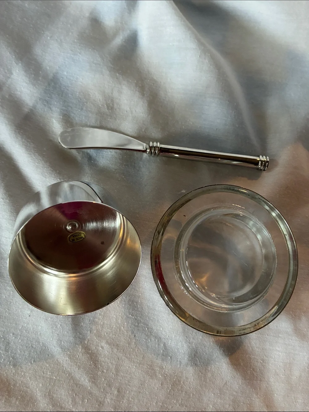 Studio Nova Silver Butter Dish Set with Spreader